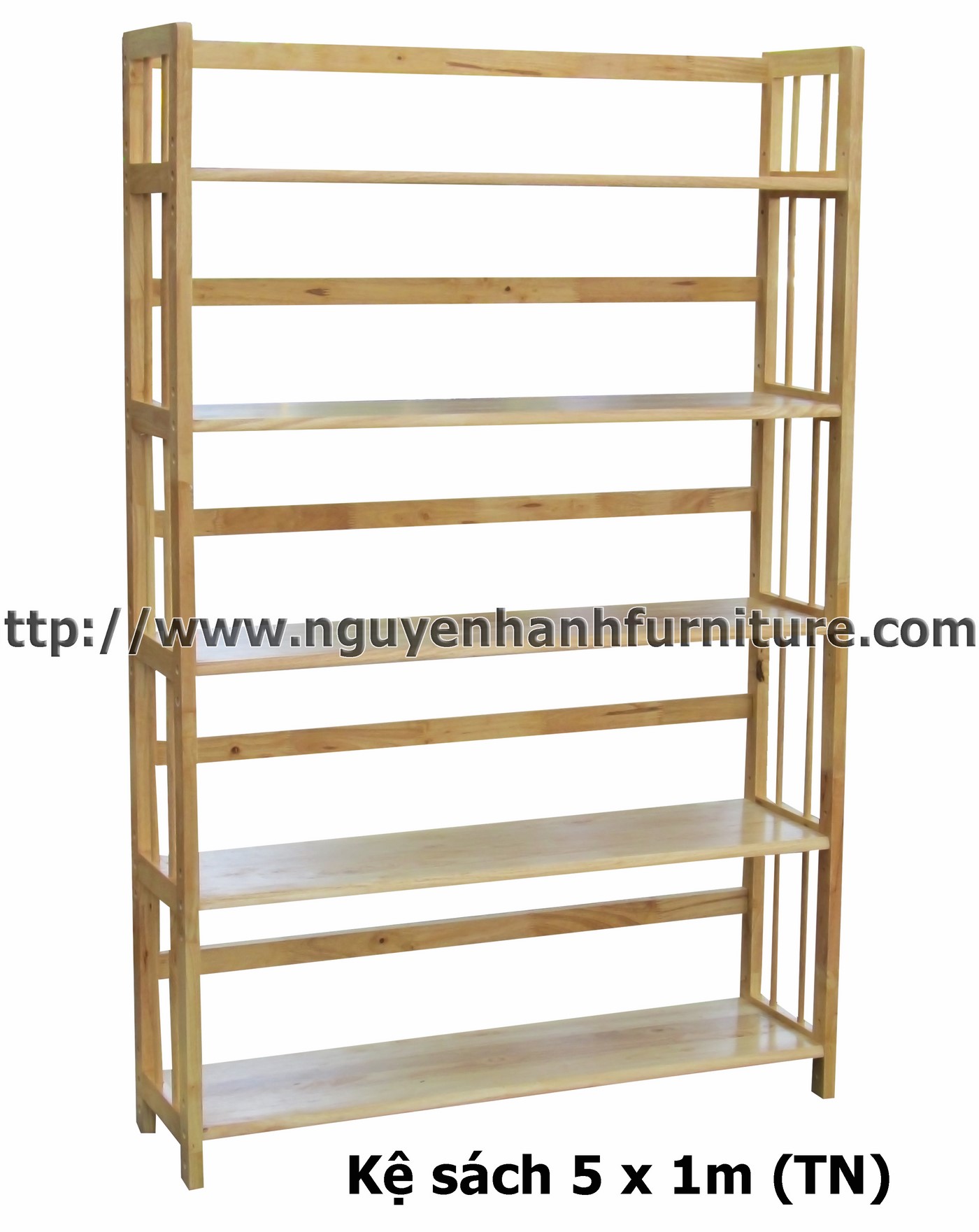 Name product: 5 storey Adjustable Bookshelf 100 (Natural) - Dimensions: 100 x 28 x 157 (H) - Description: Wood natural rubber